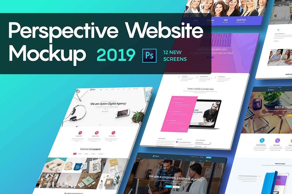 Perspective Website Mockup 2019 in Mobile & Web Mockups - product preview 8