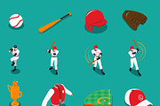 Baseball set of isometric icons