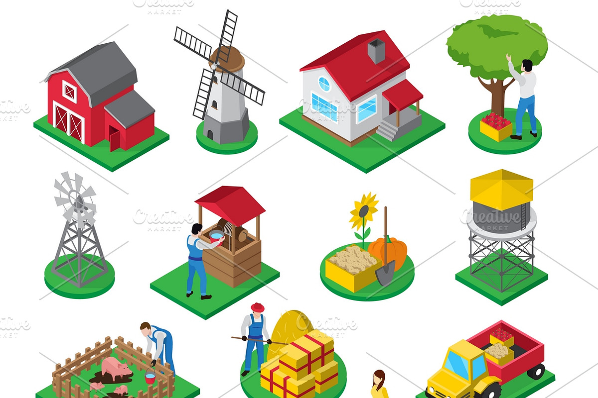 Farm isometric icons set in Icons - product preview 8