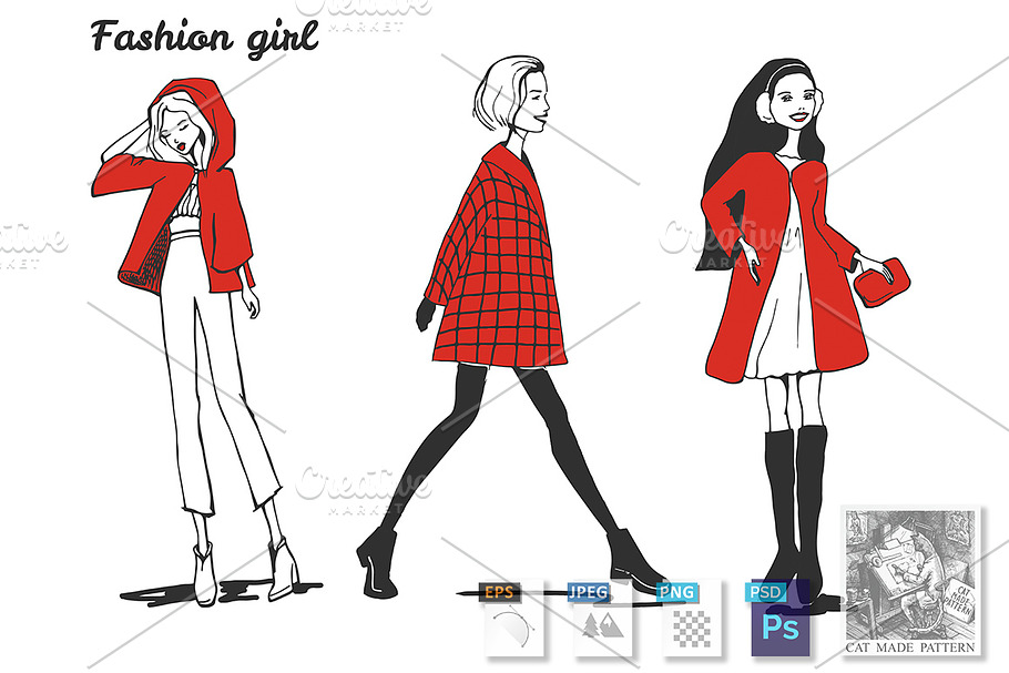 Fashion girls in Illustrations - product preview 8