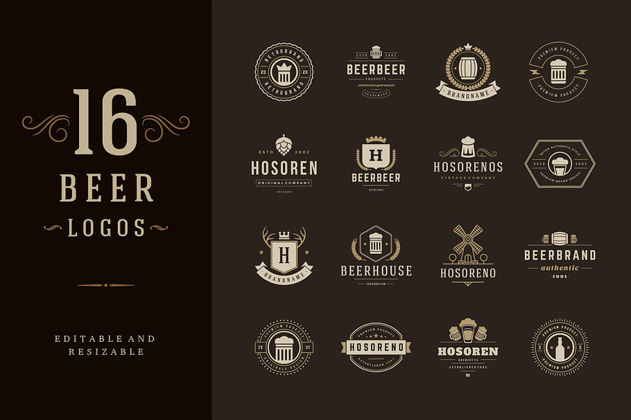 16 Beer Logotypes and Badges