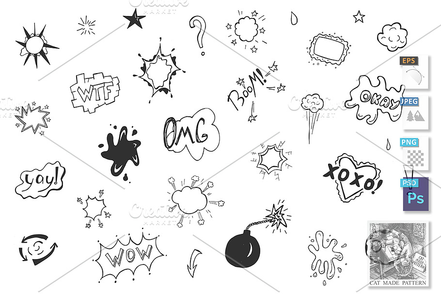 Commix bubble set with expressions in Illustrations - product preview 8