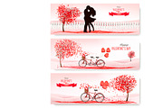 Valentine's Day holiday banners.