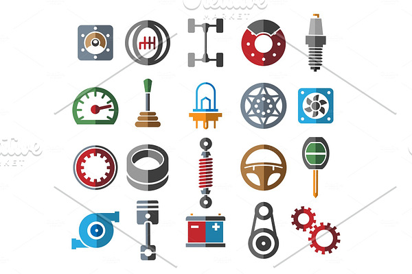 Automotive parts icons