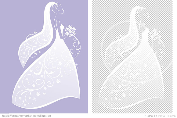 Bride in wedding dress vector in Illustrations - product preview 1
