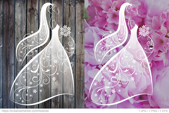 Bride in wedding dress vector in Illustrations - product preview 2