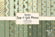 Sage and Gold Princess Digital Paper