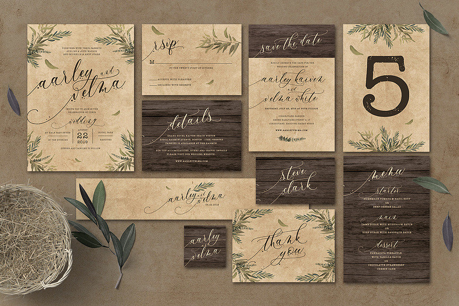 Rustic Wedding Invitation Suite in Wedding Templates - product preview 8
