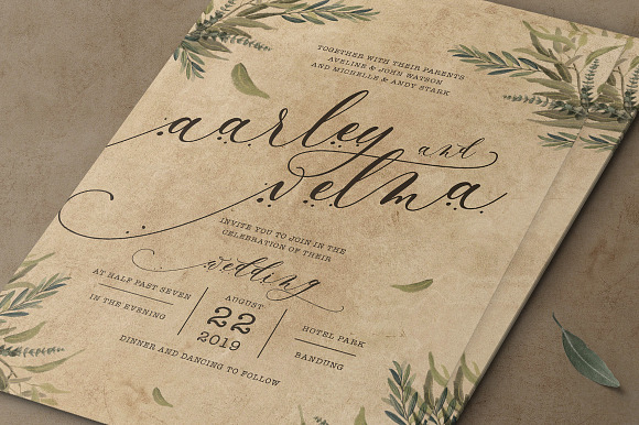 Rustic Wedding Invitation Suite in Wedding Templates - product preview 2