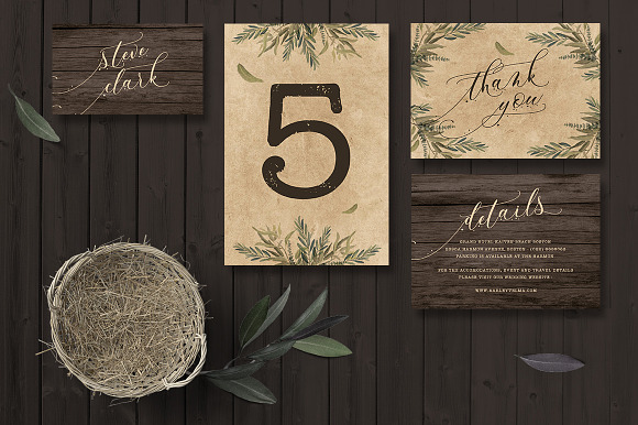 Rustic Wedding Invitation Suite in Wedding Templates - product preview 4