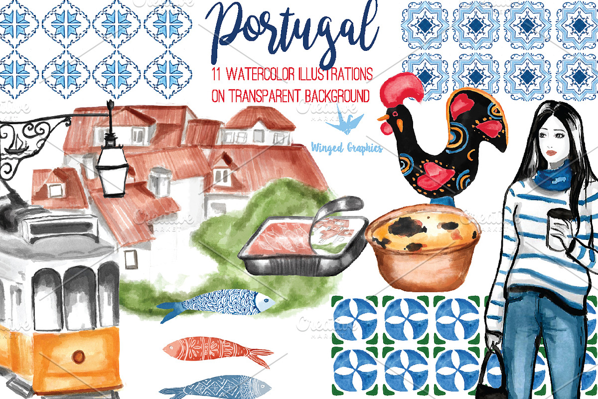 Portugal : watercolor illustrations in Illustrations - product preview 8