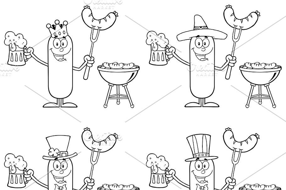 Sausage Character Collection Set - 7 in Illustrations - product preview 8