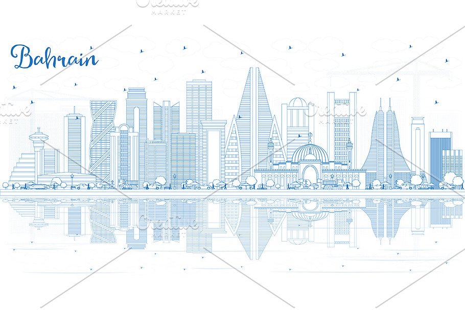 Outline Bahrain City Skyline 