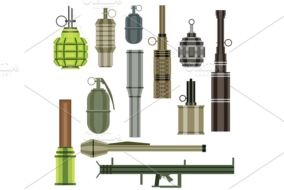 Grenade Set. Military Weapon. 
