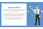 Online Business Poster Color Vector