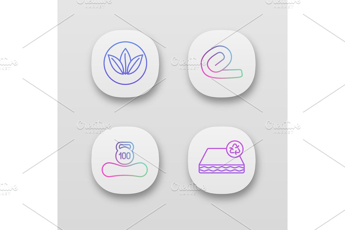 Orthopedic mattress app icons set in Icons - product preview 8