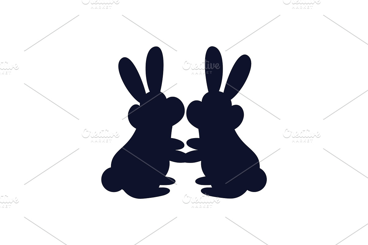 Bunnies Together Silhouette Vector in Illustrations - product preview 8