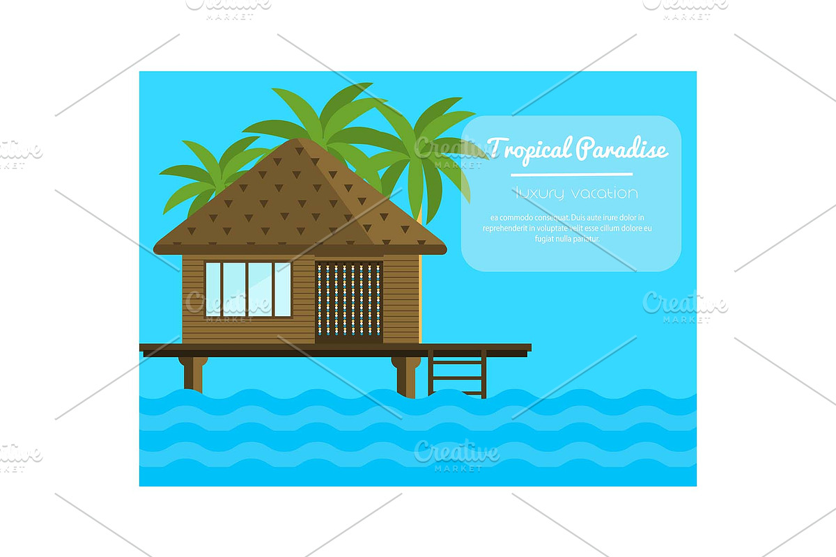 Bungalow house on ocean in Graphics - product preview 8