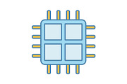 Quad core processor color icon