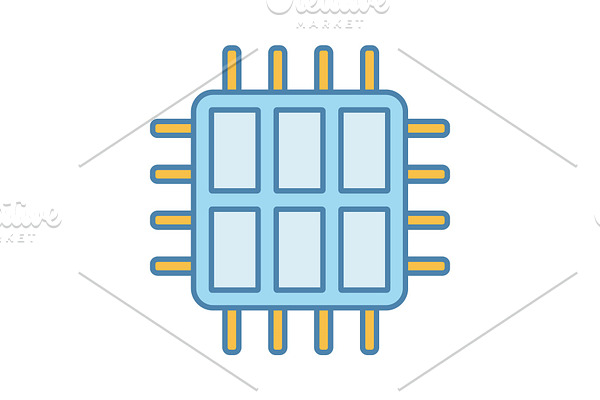 Six core processor color icon
