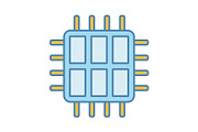 Six core processor color icon