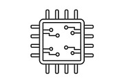 Processor with circuits linear icon