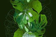 protea and monstera seamless | JPEG
