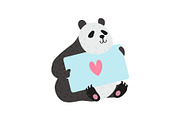 Cute Panda Bear Holding Greeting