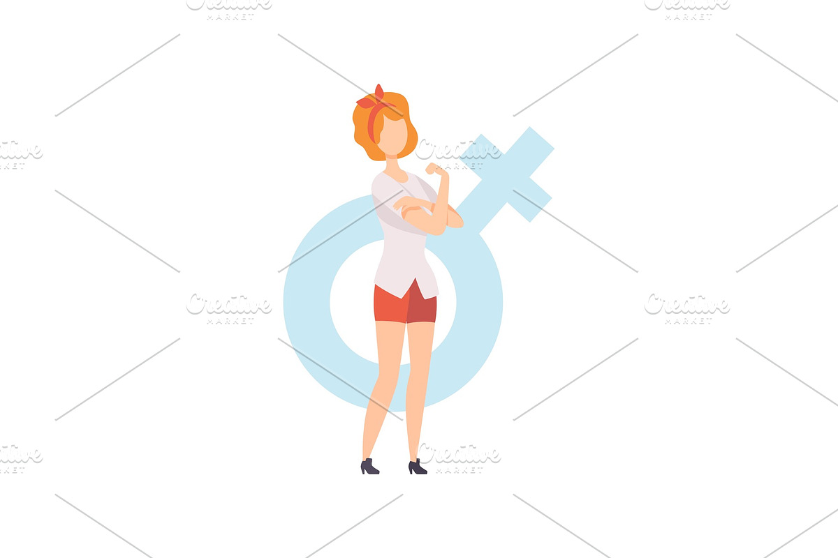 Young Woman Showing Gesture We Can in Illustrations - product preview 8