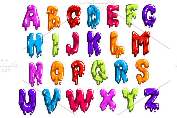 Bright-colored latin alphabet made