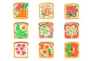 Vector set of sandwiches with