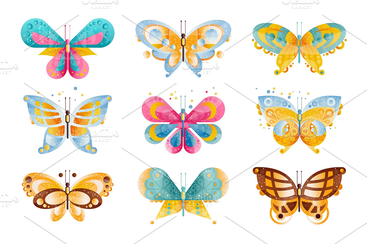 Flat vector set of brightly colored in Illustrations - product preview 8
