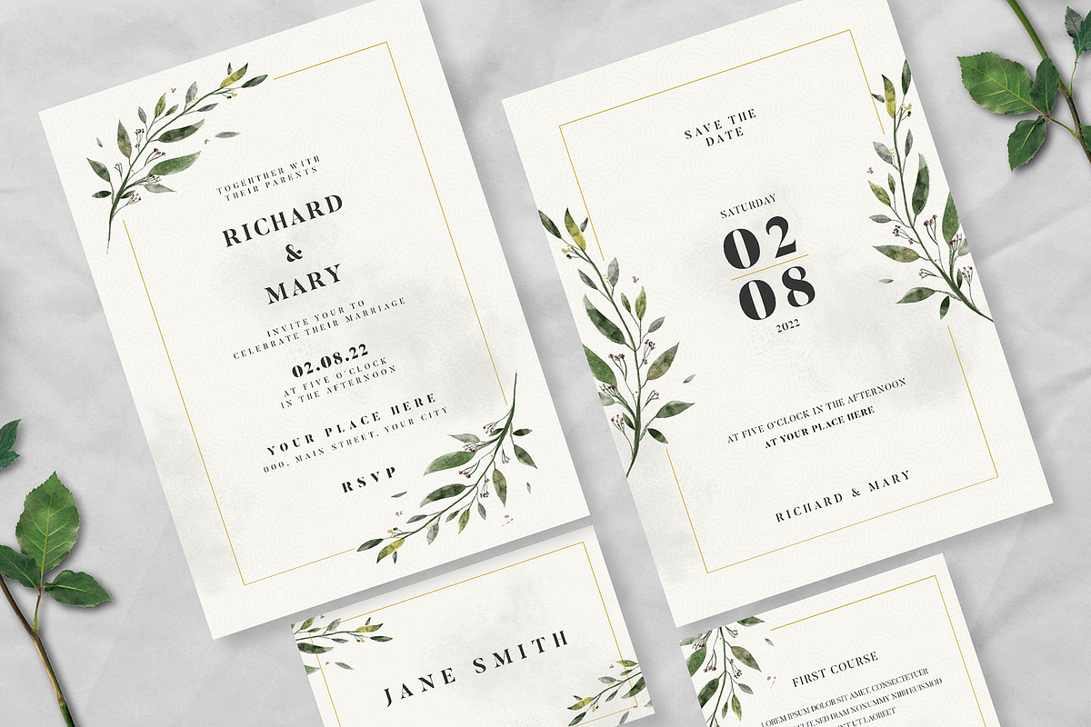 Watercolor Wedding Invitation Suite in Wedding Templates - product preview 8