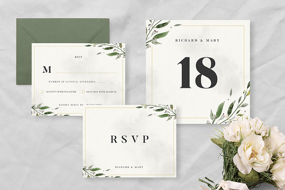 Watercolor Wedding Invitation Suite in Wedding Templates - product preview 2