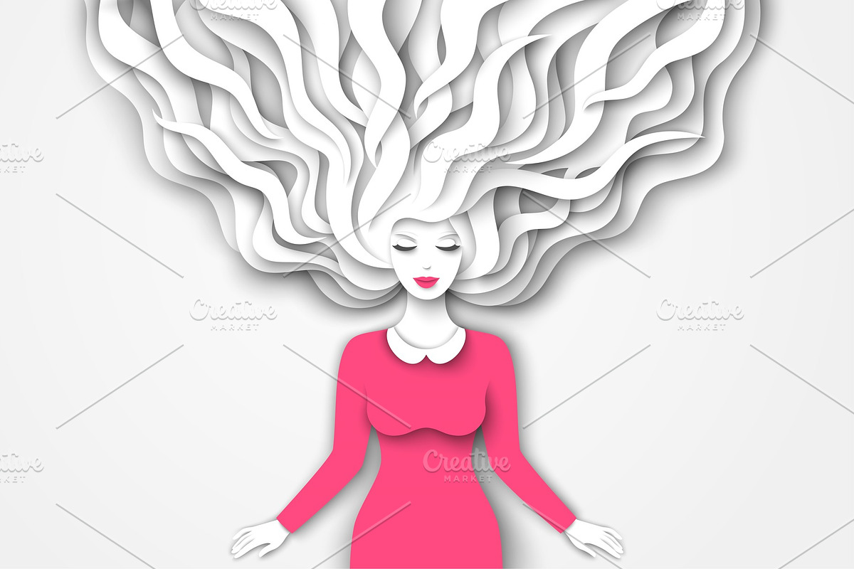 Woman in pink dress in Illustrations - product preview 8