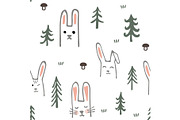 Seamless pattern with sweet bunnies