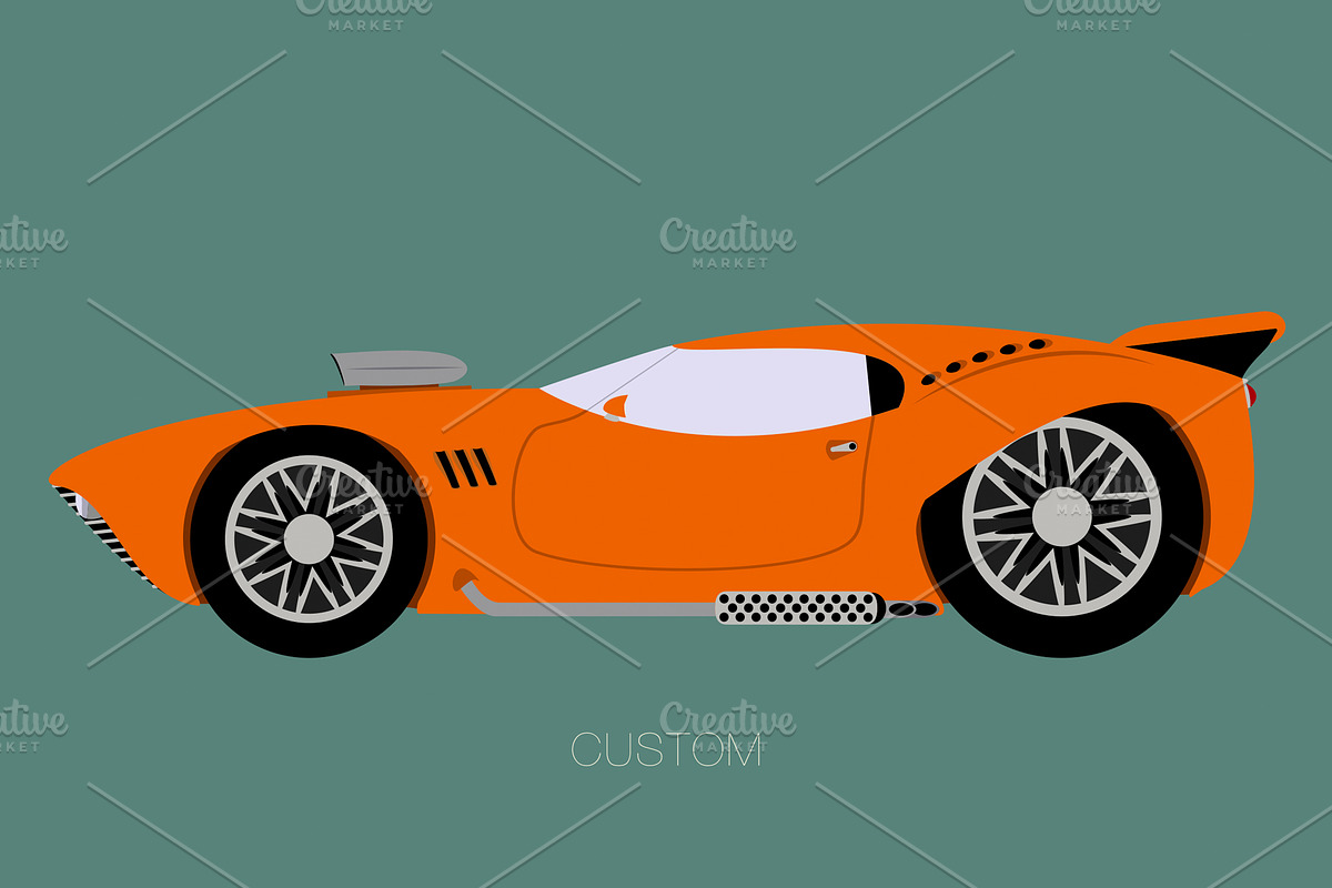 custom supercar flat design in Illustrations - product preview 8