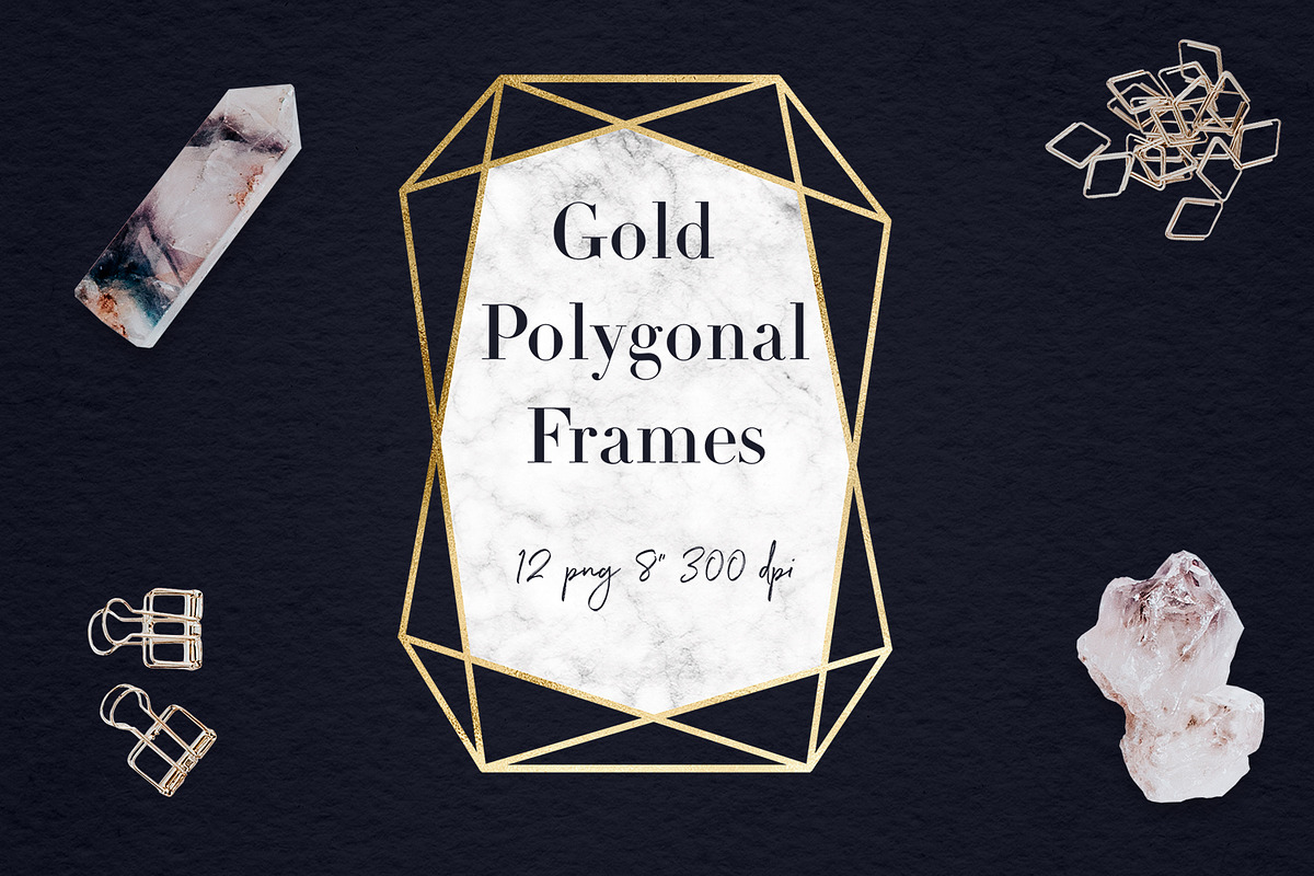 Marble And Gold Frames Clipart in Graphics - product preview 8