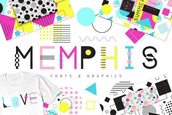 Memphis Fonts and Graphics in Display Fonts - product preview 13