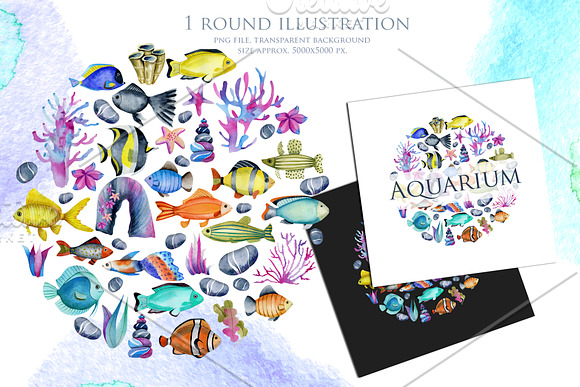 Sea life. Watercolor clip art. in Illustrations - product preview 4
