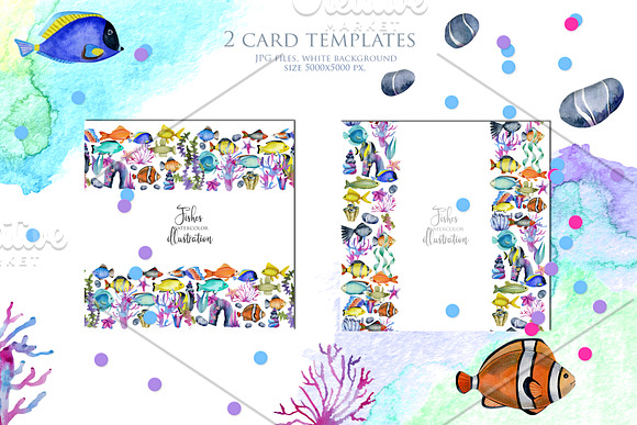 Sea life. Watercolor clip art. in Illustrations - product preview 10