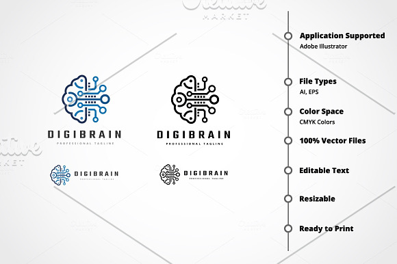 Digital Brain Logo in Logo Templates - product preview 6