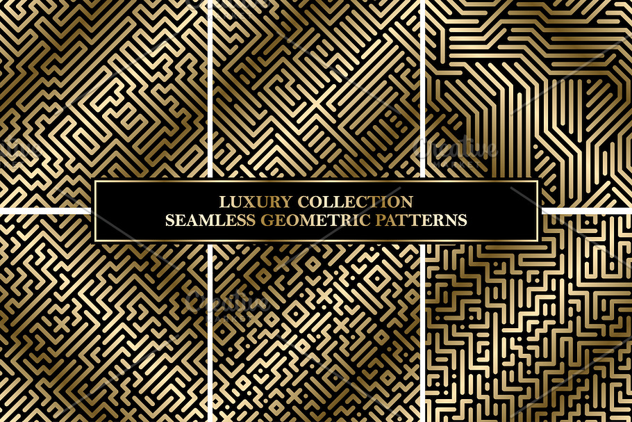 Golden seamless geometric patterns in Patterns - product preview 8