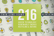 Thin Line Icons for Green Technology