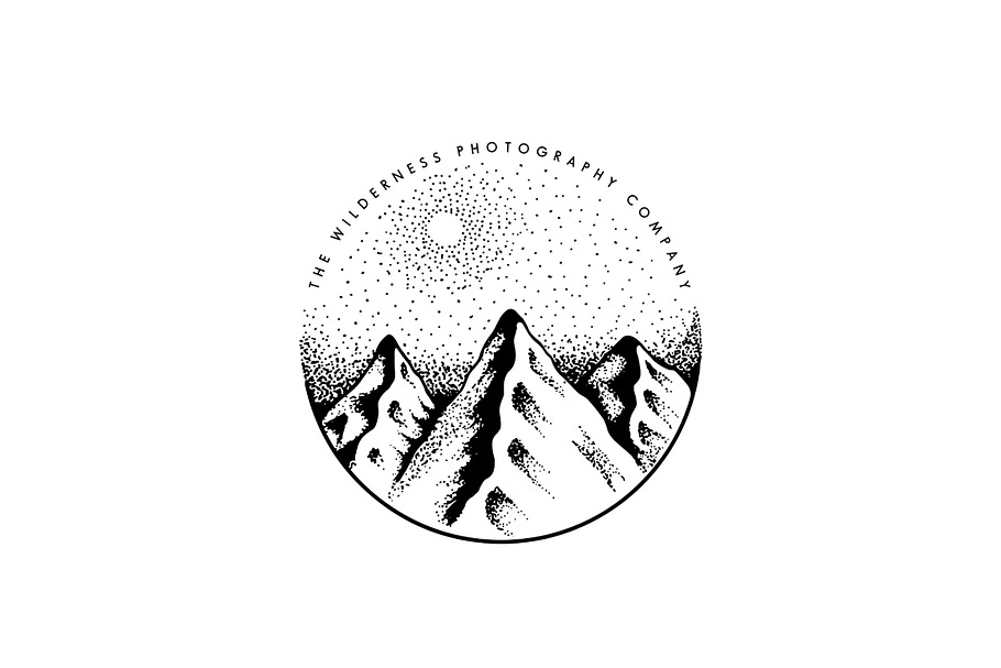 Hand Drawn Mountain Logo EPS PSD