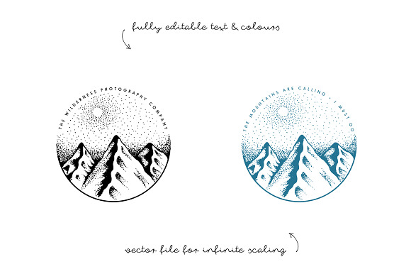 Hand Drawn Mountain Logo EPS PSD in Logo Templates - product preview 1