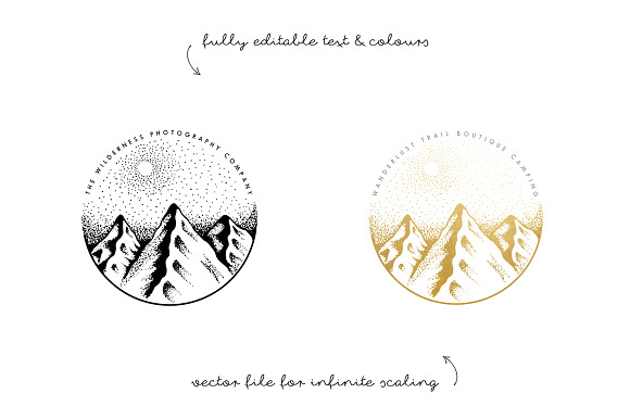 Hand Drawn Mountain Logo EPS PSD in Logo Templates - product preview 2