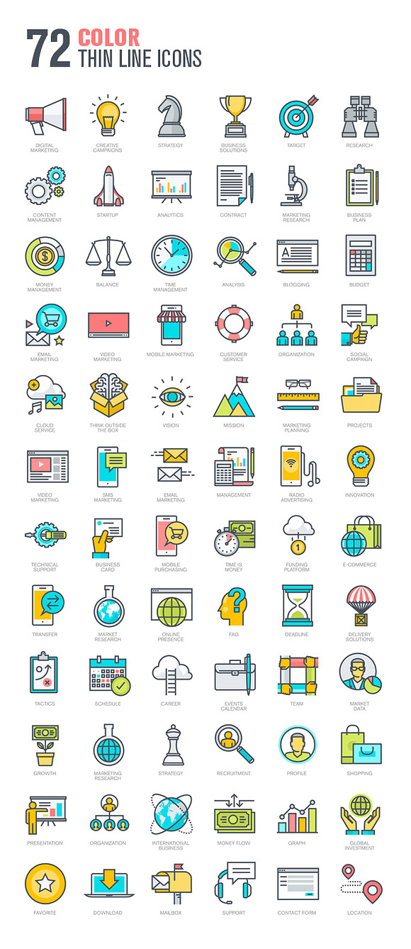 Thin Line Business & Marketing Icons in Marketing Icons - product preview 1