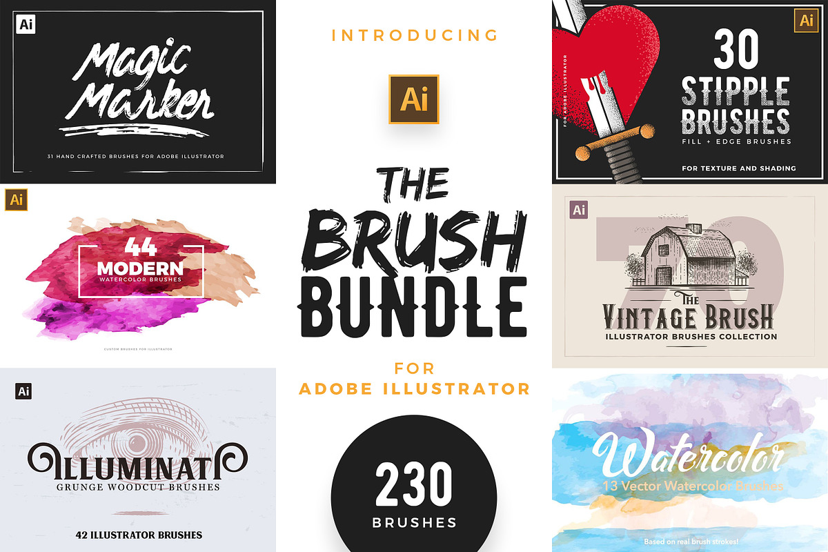 Illustrator Brushes Super Bundle in Add-Ons - product preview 8
