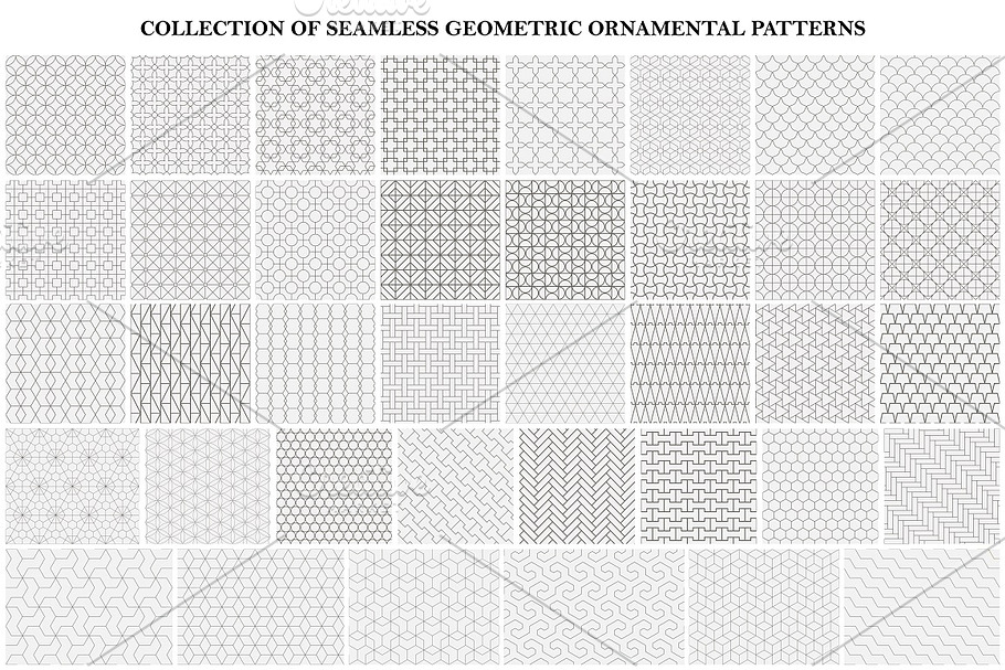 Geometric ornament seamless patterns